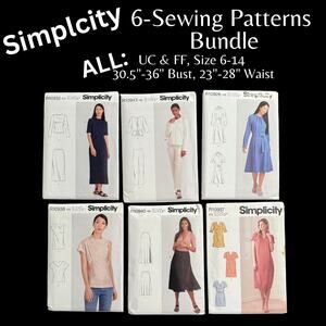 6-Sewing Pattern Bundle Lot Simplicity Coordinate Tops Dress Skirt Summer Fall